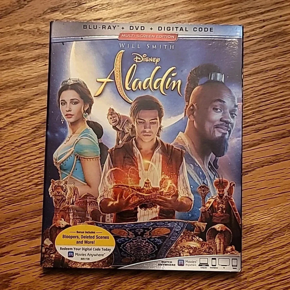 Disney Aladdin live action movie opened used once blu-ray, dvd, digital LOT B8 - Picture 1 of 3
